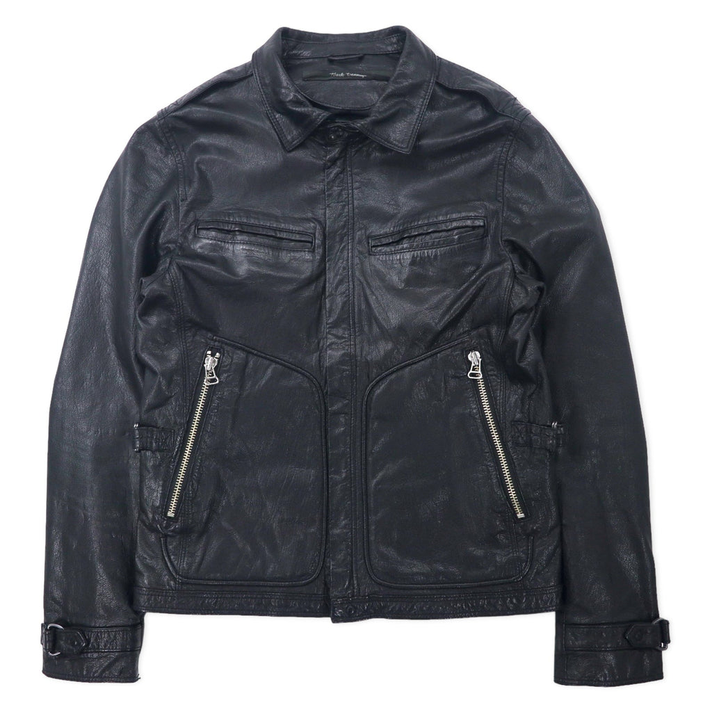Bark Tannage (nano universe) Giacca in pelle di capra da motociclista, monopetto, taglia 46, colore nero, pelle di capra, doppia cerniera