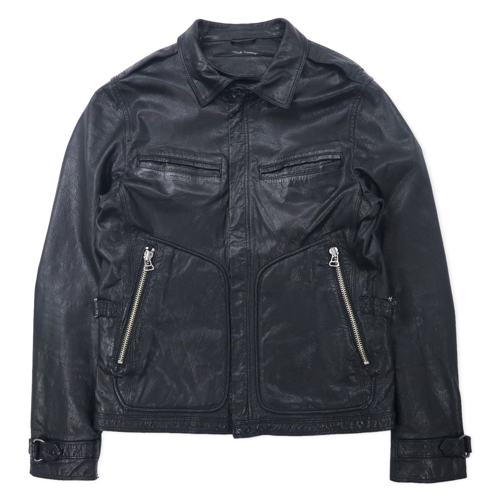 Bark Tannage (nano universe) Giacca in pelle di capra da motociclista, monopetto, taglia 46, colore nero, pelle di capra, doppia cerniera