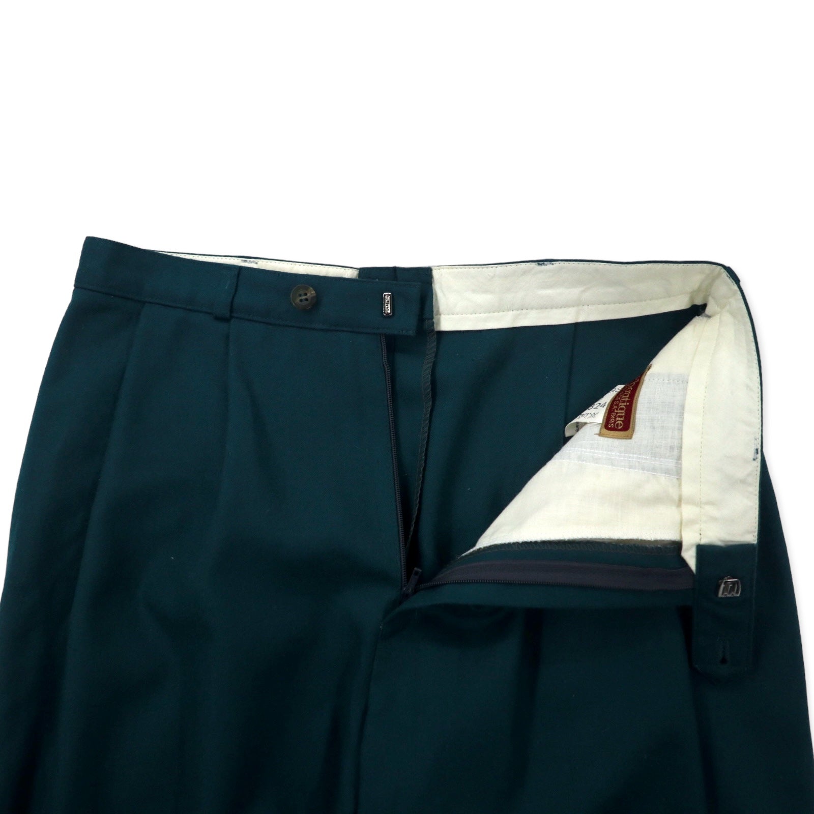 BOUTIQUE by Elegance S.A. Paris Made in West Germany Anni '80 Pantaloni ampi a due pinces 40 Lana Verde Vintage Europeo