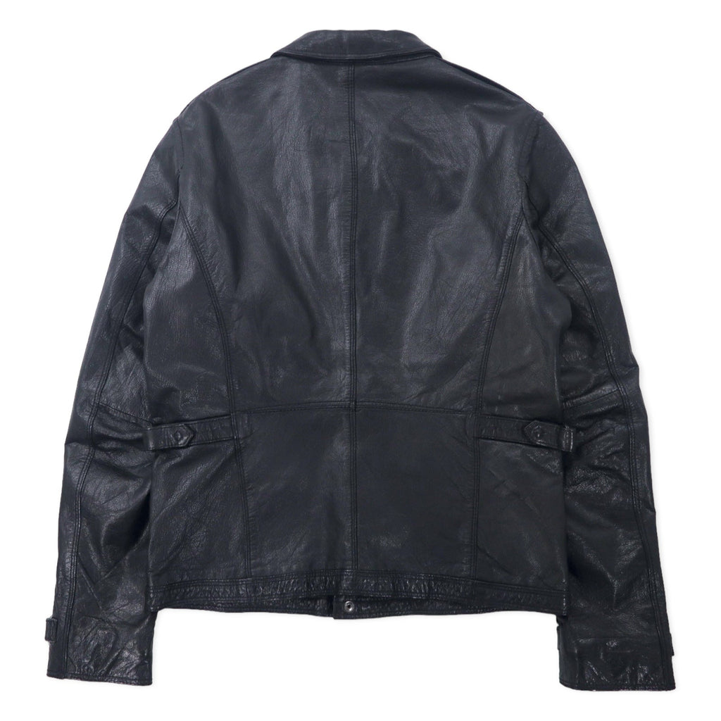 Bark Tannage (nano universe) Giacca in pelle di capra da motociclista, monopetto, taglia 46, colore nero, pelle di capra, doppia cerniera