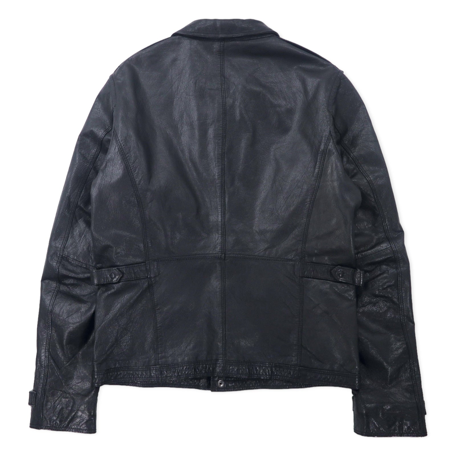 Bark Tannage (nano universe) Giacca in pelle di capra da motociclista, monopetto, taglia 46, colore nero, pelle di capra, doppia cerniera