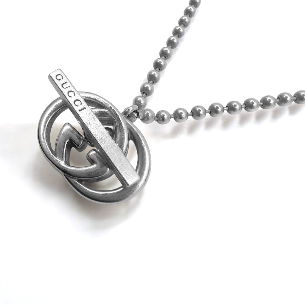 GUCCI Italy 2WAY Collana Bracciale Interlocking G Toggle Argento Catena a Sfera AG925