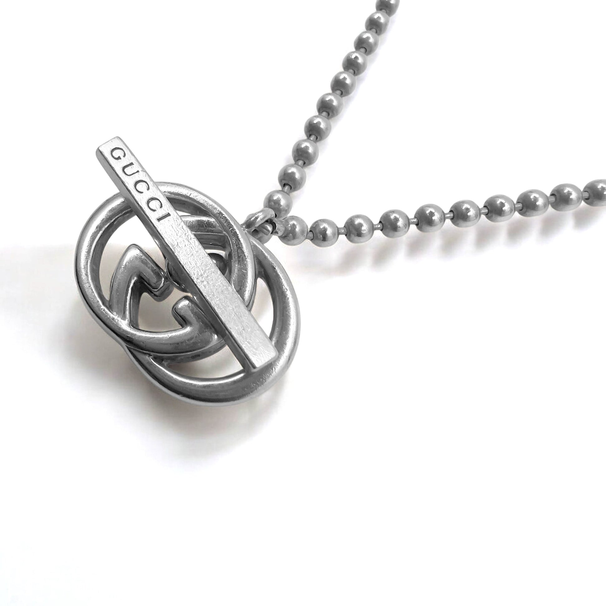 GUCCI Italy 2WAY Collana Bracciale Interlocking G Toggle Argento Catena a Sfera AG925