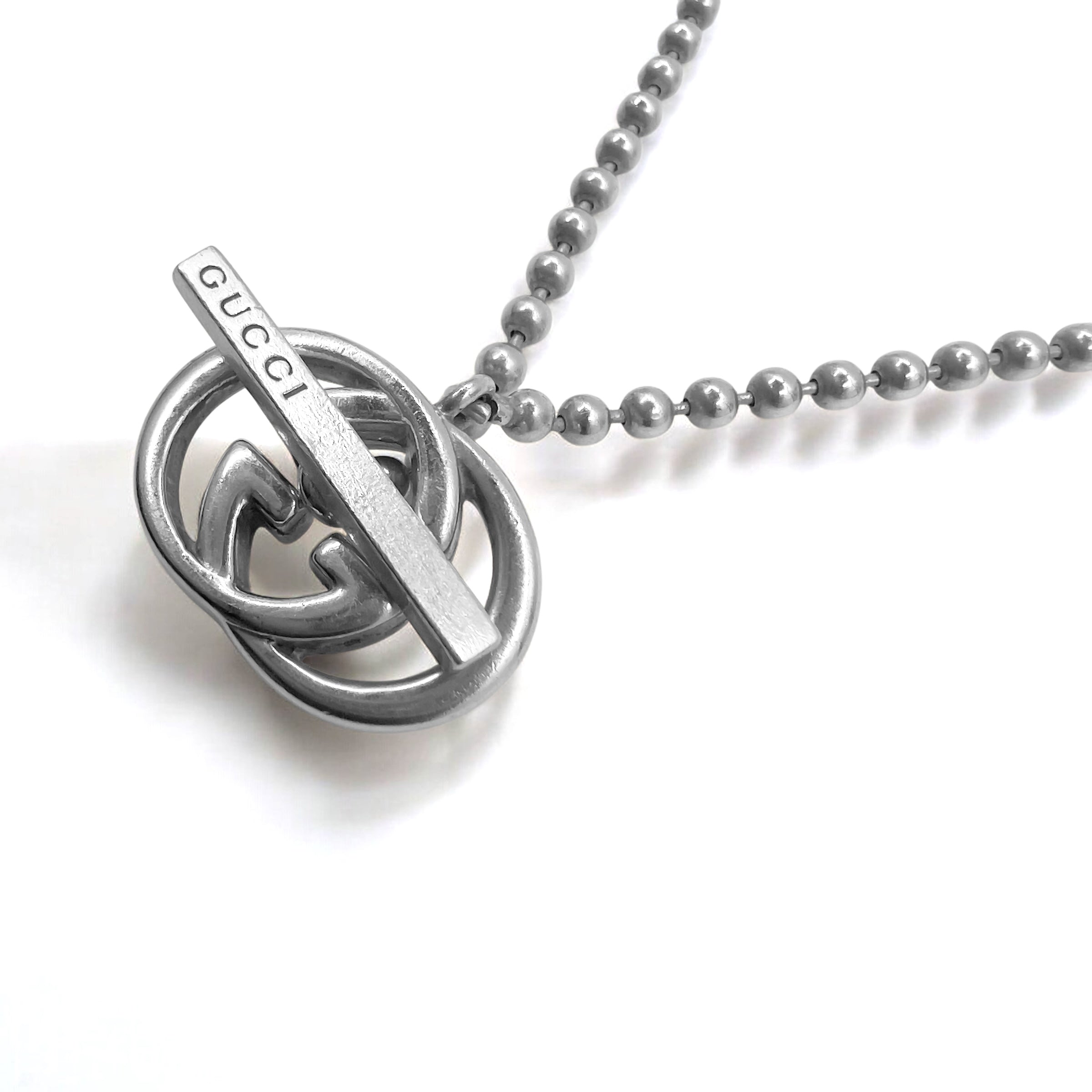 GUCCI Italy 2WAY Collana Bracciale Interlocking G Toggle Argento Catena a Sfera AG925