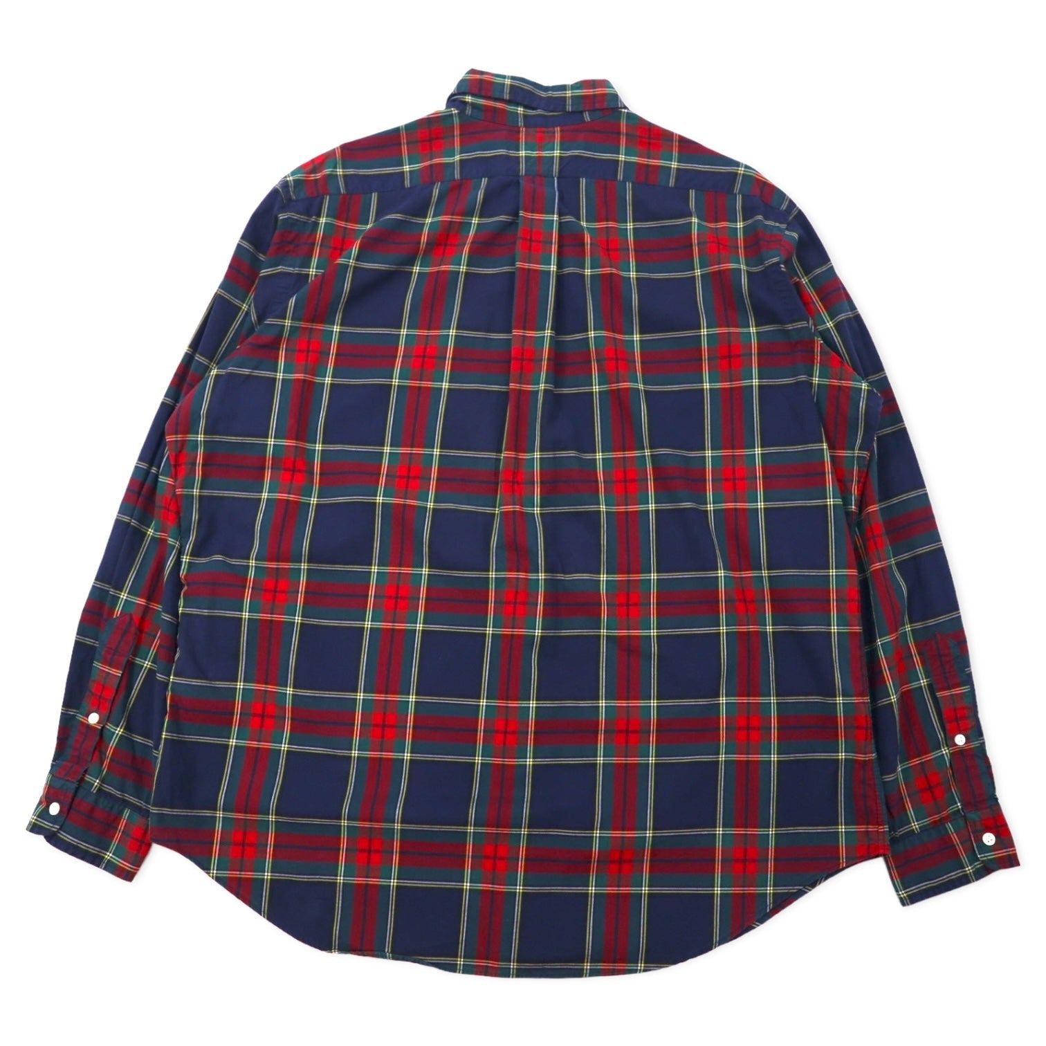 Ralph Lauren anni '90 camicia button-down classic fit XL a quadri rossi e blu navy in cotone con piccolo logo pony ricamato