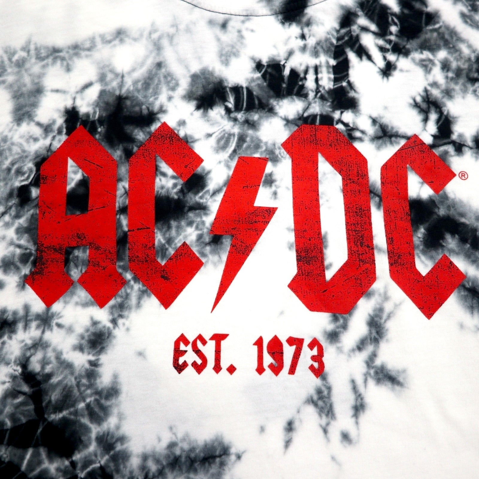 T-shirt AC/DC ufficiale, band rock, taglia L, bianca, tie-dye, cotone