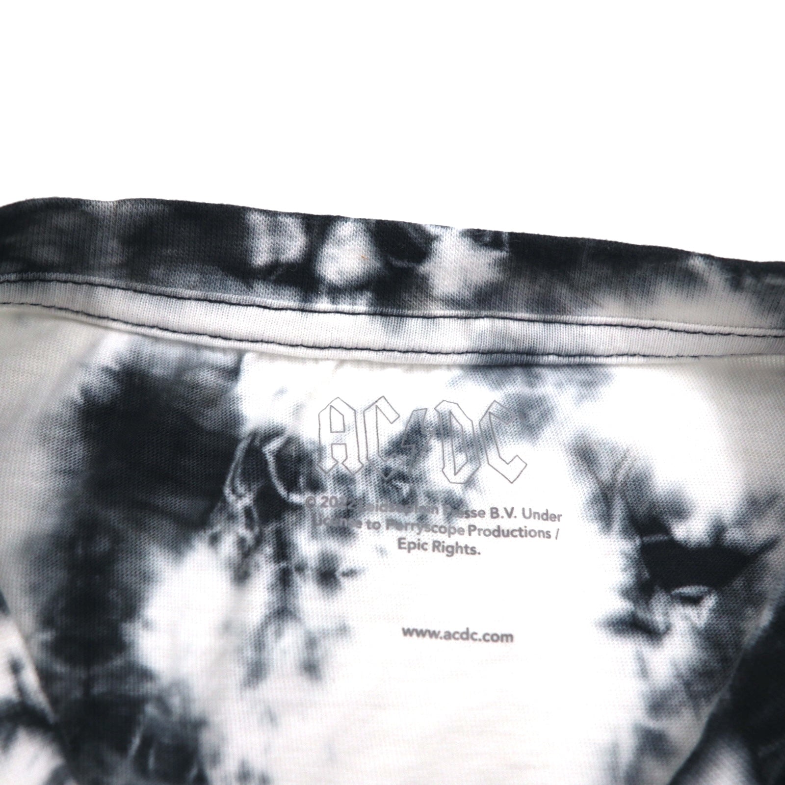 T-shirt AC/DC ufficiale, band rock, taglia L, bianca, tie-dye, cotone
