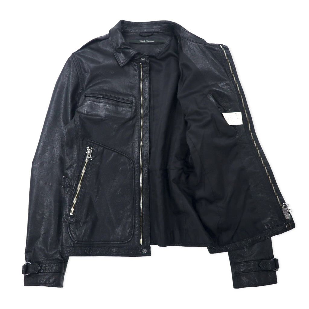 Bark Tannage (nano universe) Giacca in pelle di capra da motociclista, monopetto, taglia 46, colore nero, pelle di capra, doppia cerniera
