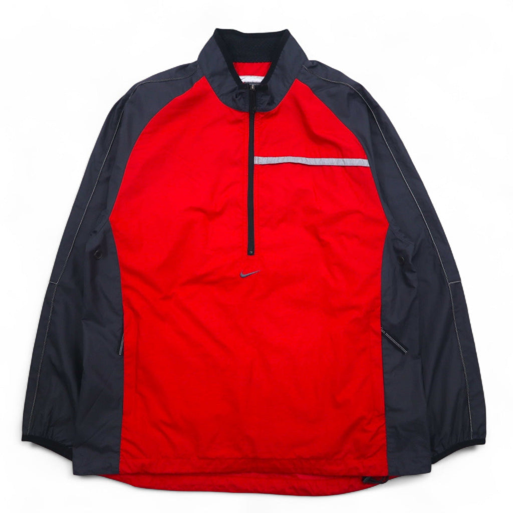 NIKE anni 2000 giacca a vento mezza zip in nylon, taglia L, colore rosso, poliestere, coulisse