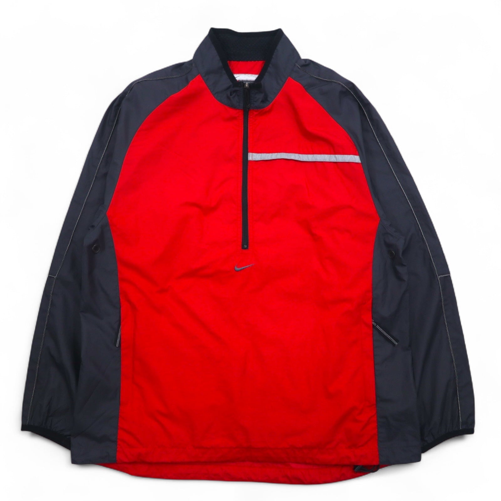 NIKE anni 2000 giacca a vento mezza zip in nylon, taglia L, colore rosso, poliestere, coulisse