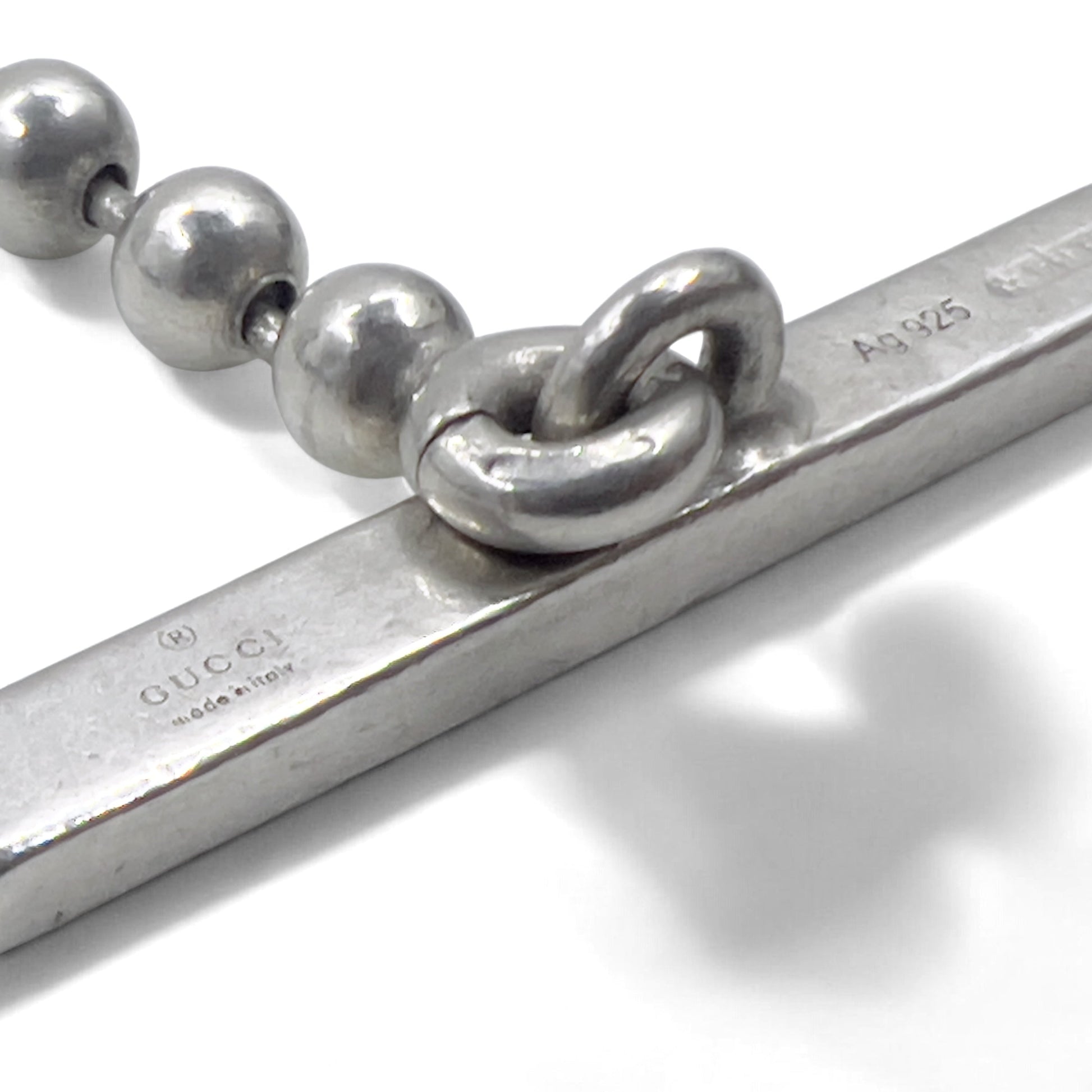 GUCCI Italy 2WAY Collana Bracciale Interlocking G Toggle Argento Catena a Sfera AG925