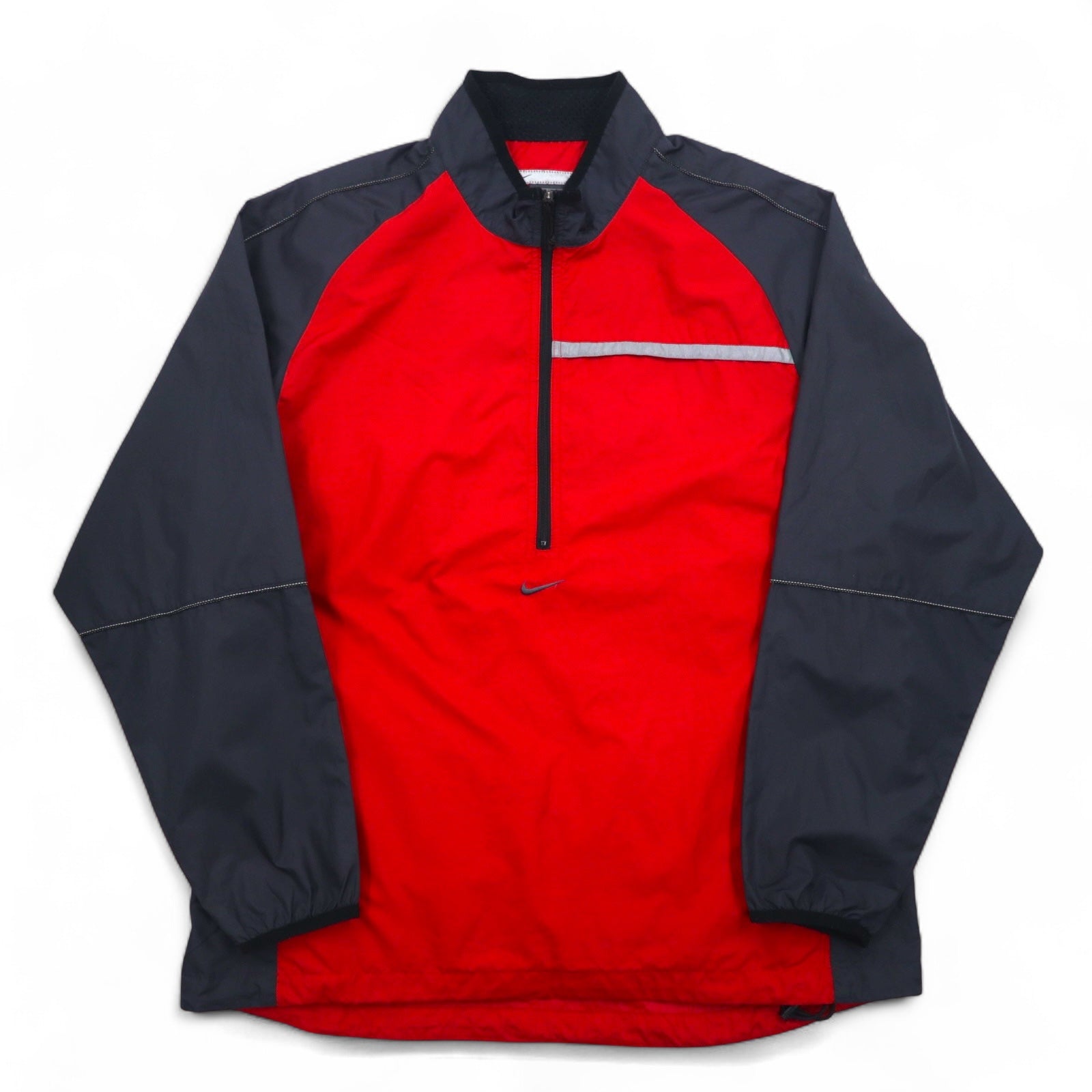 NIKE anni 2000 giacca a vento mezza zip in nylon, taglia L, colore rosso, poliestere, coulisse