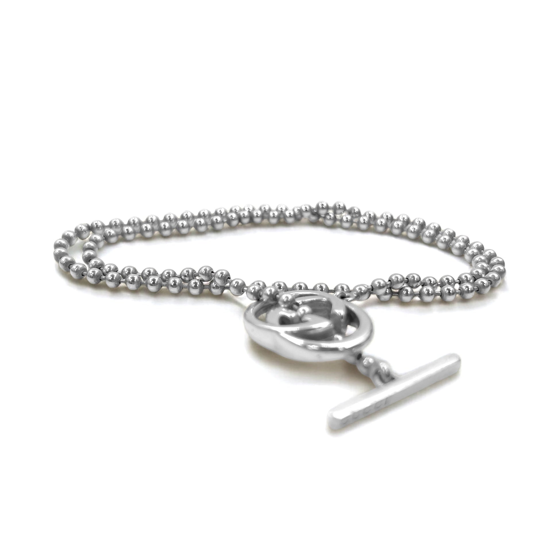 GUCCI Italy 2WAY Collana Bracciale Interlocking G Toggle Argento Catena a Sfera AG925