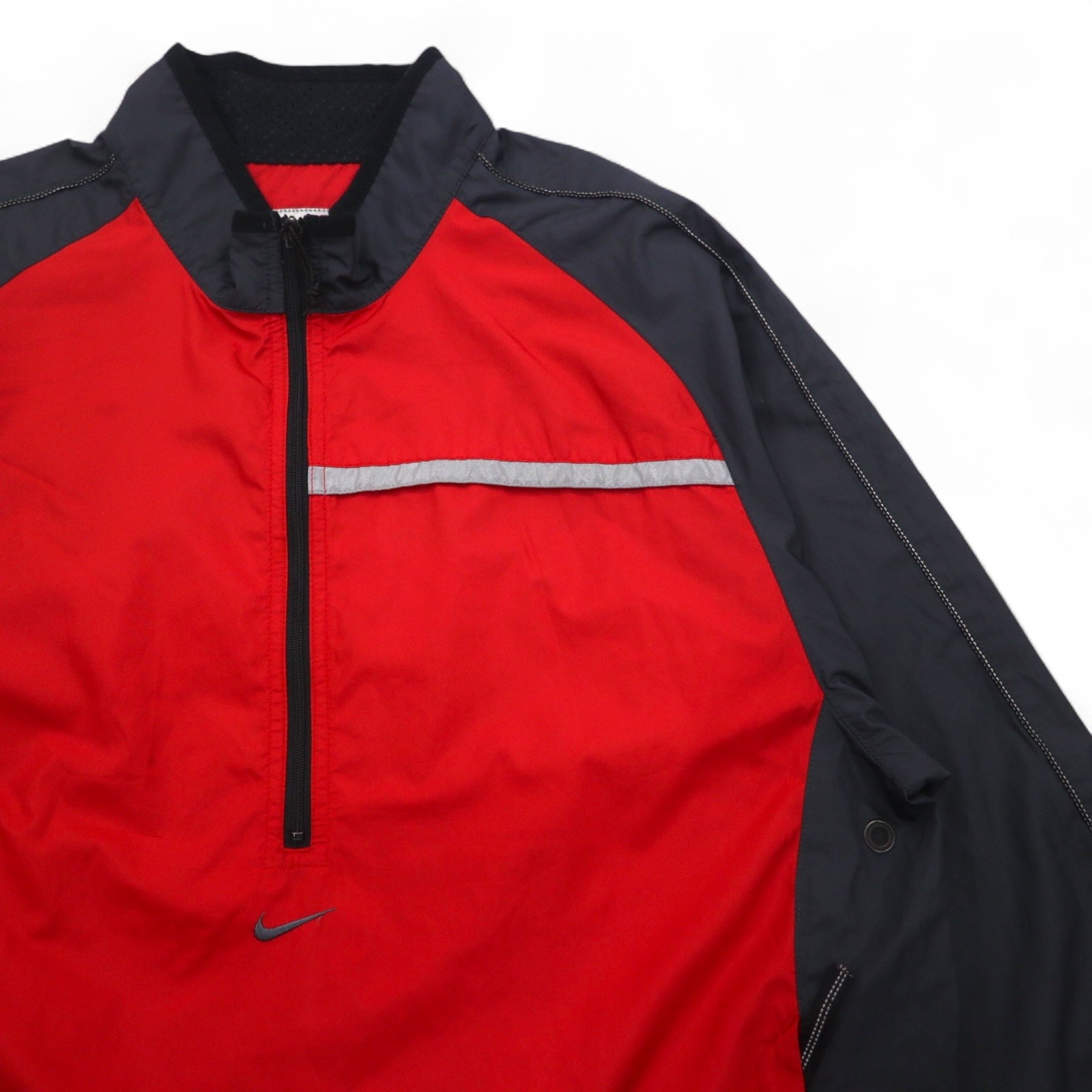 NIKE anni 2000 giacca a vento mezza zip in nylon, taglia L, colore rosso, poliestere, coulisse