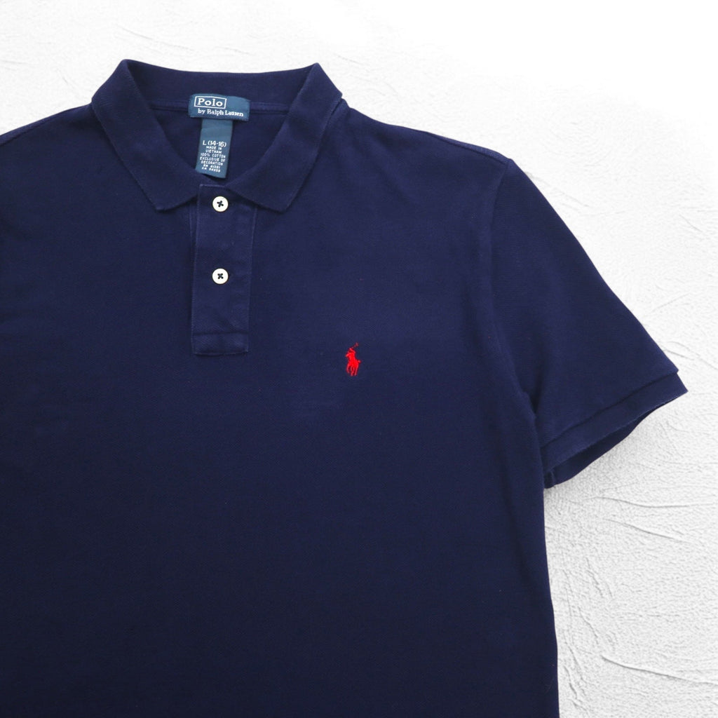 Polo by Ralph Lauren anni '90 Polo L blu navy cotone piqué piccolo ricamo pony