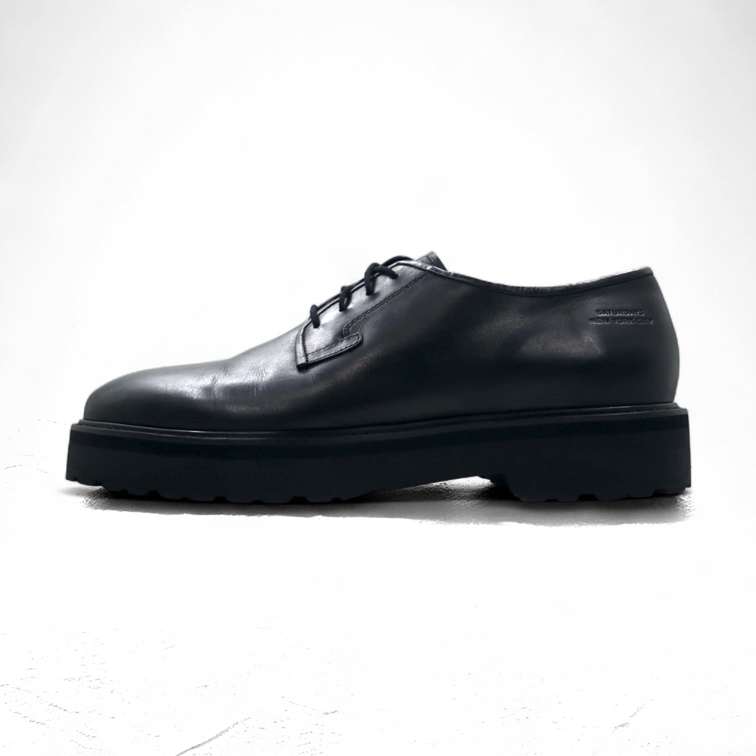 SATURDAYS NYC プレーントゥ ドレスシューズ 28cm ブラック レザー 牛革 Ali Black Shoe M22106AL01