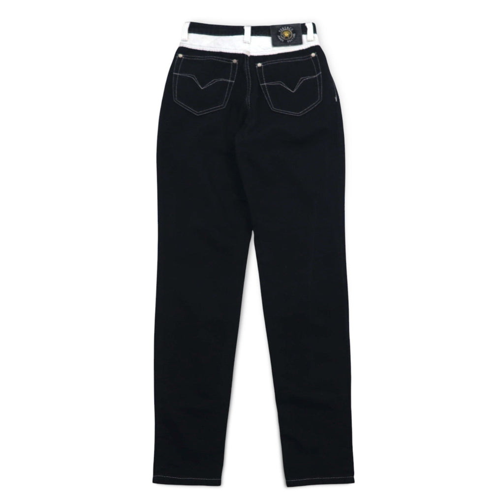 VERSACE JEANS COUTURE イタリア製 ハイウエスト テーパード デニムパンツ M ブラック メデューサ ジッパーフライ
