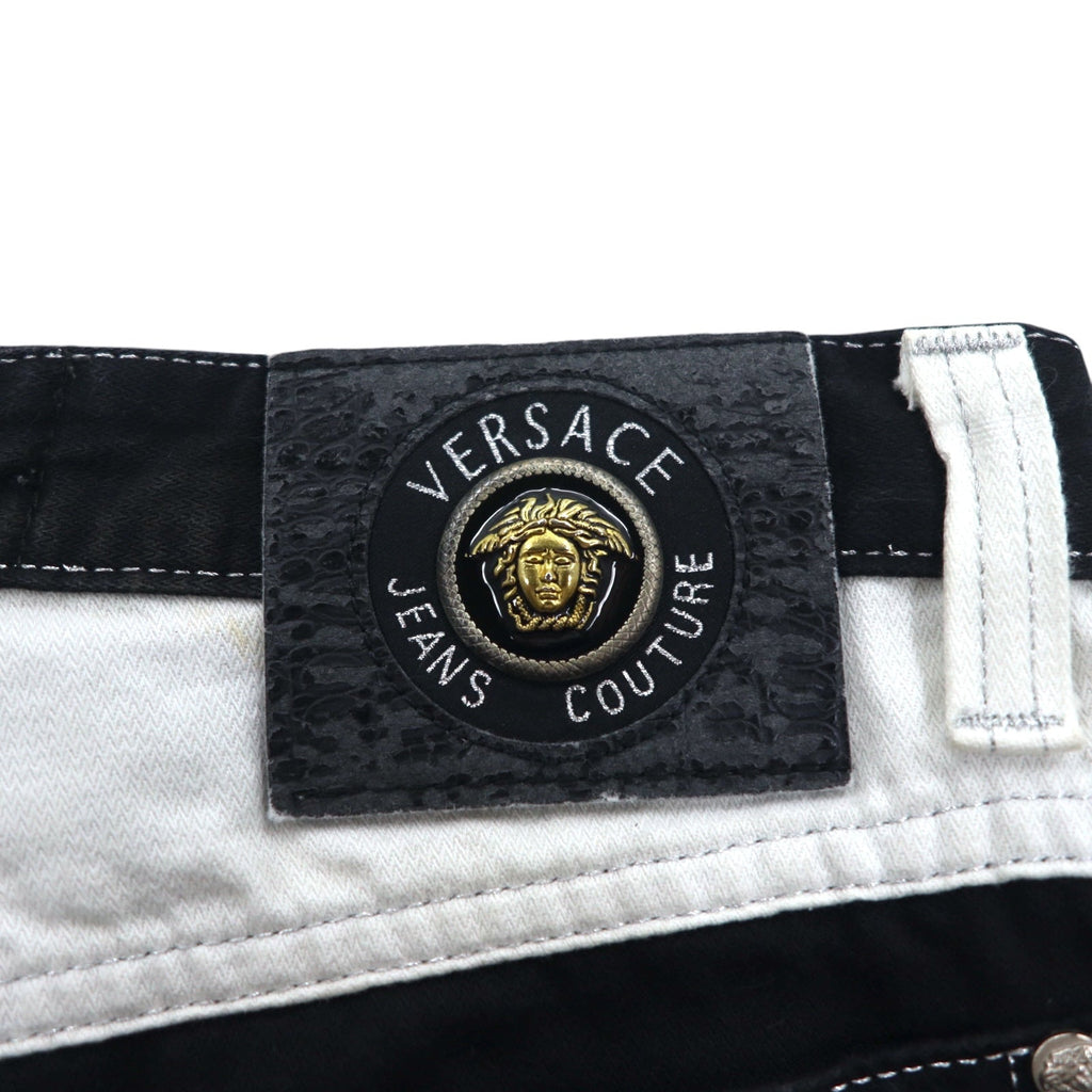 VERSACE JEANS COUTURE イタリア製 ハイウエスト テーパード デニムパンツ M ブラック メデューサ ジッパーフライ