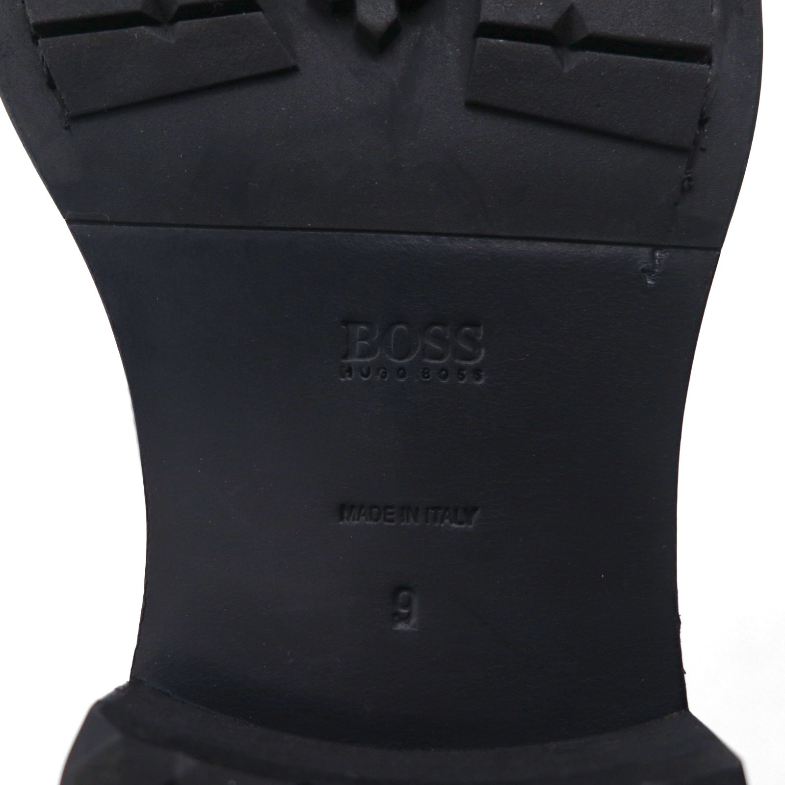 HUGO BOSS ブローグ キャップトゥ ショートブーツ 27cm レザー ラグソール メダリオン 50228355 イタリア製