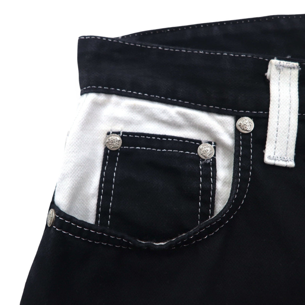 VERSACE JEANS COUTURE イタリア製 ハイウエスト テーパード デニムパンツ M ブラック メデューサ ジッパーフライ
