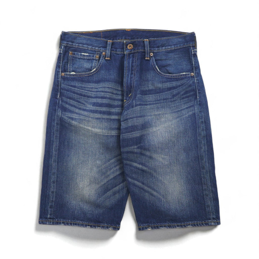 Levi's 503 Pantaloncini di jeans Corti Jeans L Indigo Effetto distressed Toppa in pelle SP503-0019