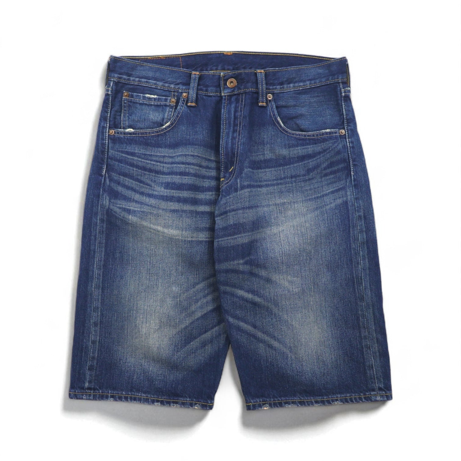 Levi's 503 Pantaloncini di jeans Corti Jeans L Indigo Effetto distressed Toppa in pelle SP503-0019