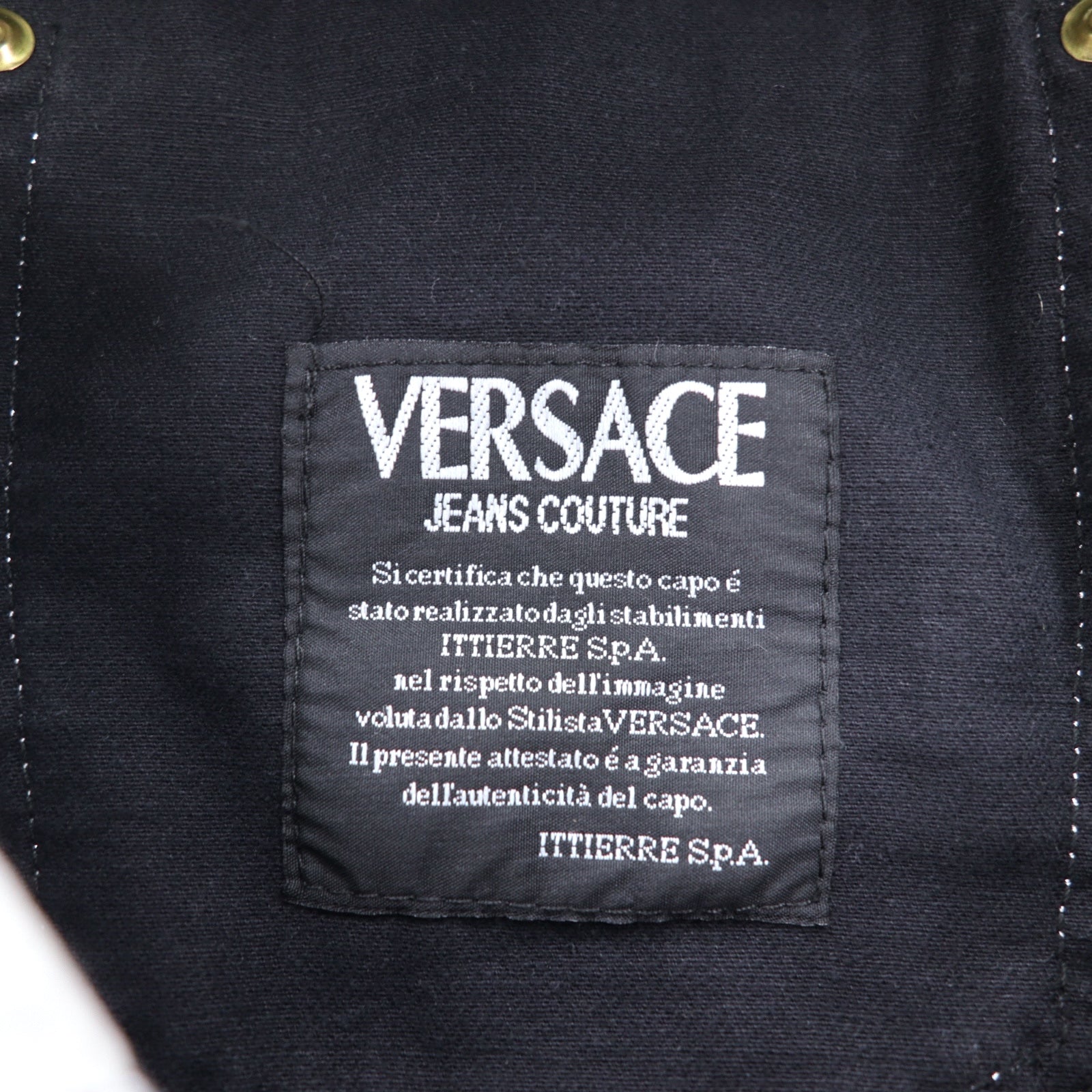VERSACE JEANS COUTURE Pantaloni in denim affusolati a vita alta made in Italy M Nero Medusa Chiusura lampo