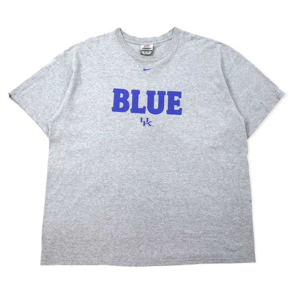 NIKE T-shirt stampata con swoosh centrale anni '90, taglia XXL, grigia, cotone, etichetta TEAM, NCAA College Kentucky Wildcats, taglia grande