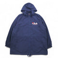 FILA Giacca a vento in nylon anni '90 XL Blu navy Fodera in mesh Cappuccio staccabile Coulisse