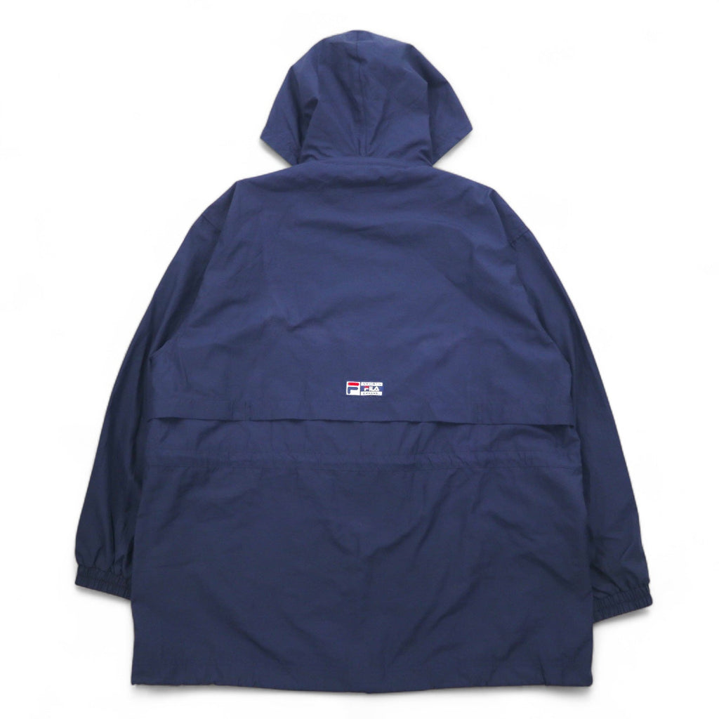 FILA Giacca a vento in nylon anni '90 XL Blu navy Fodera in mesh Cappuccio staccabile Coulisse