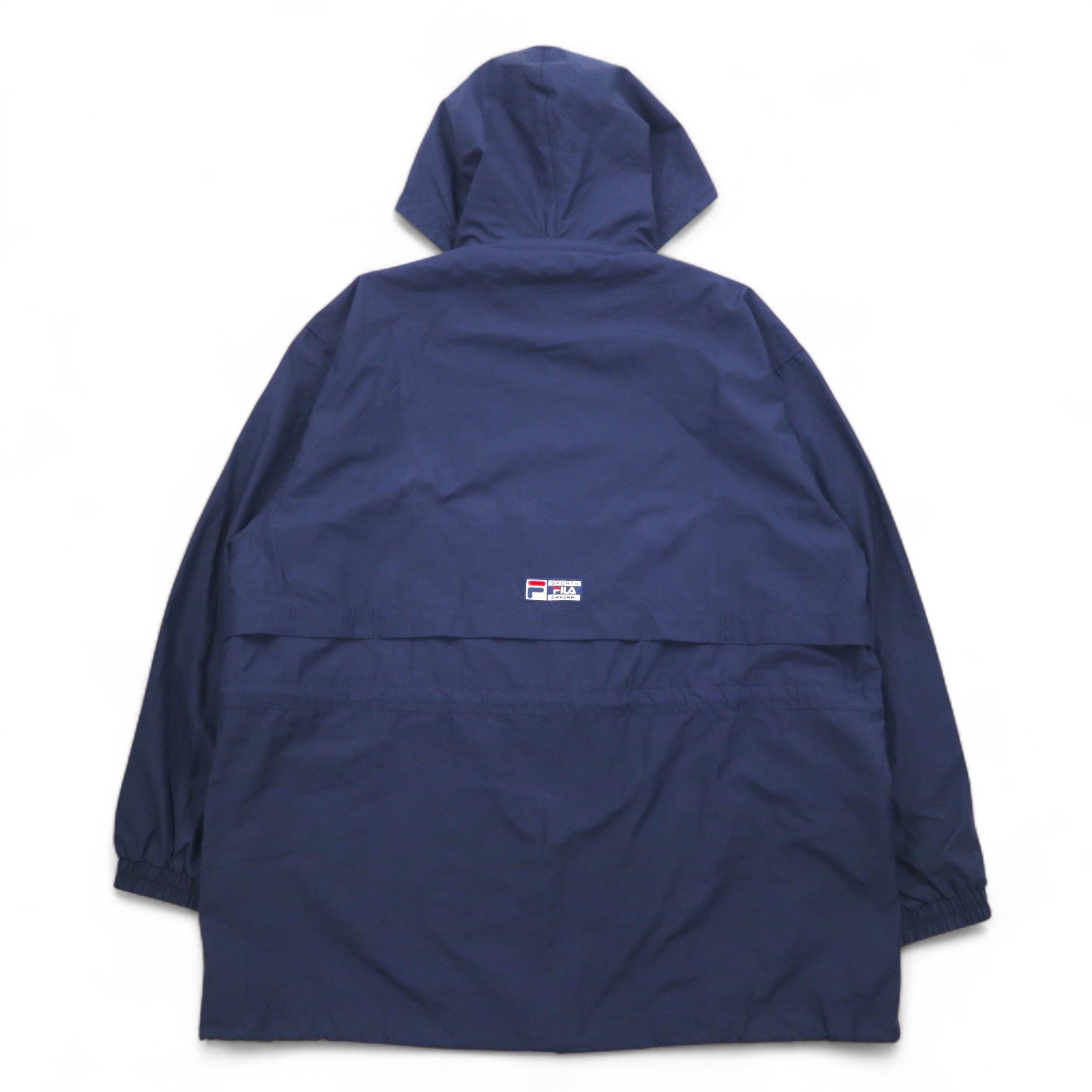 FILA Giacca a vento in nylon anni '90 XL Blu navy Fodera in mesh Cappuccio staccabile Coulisse