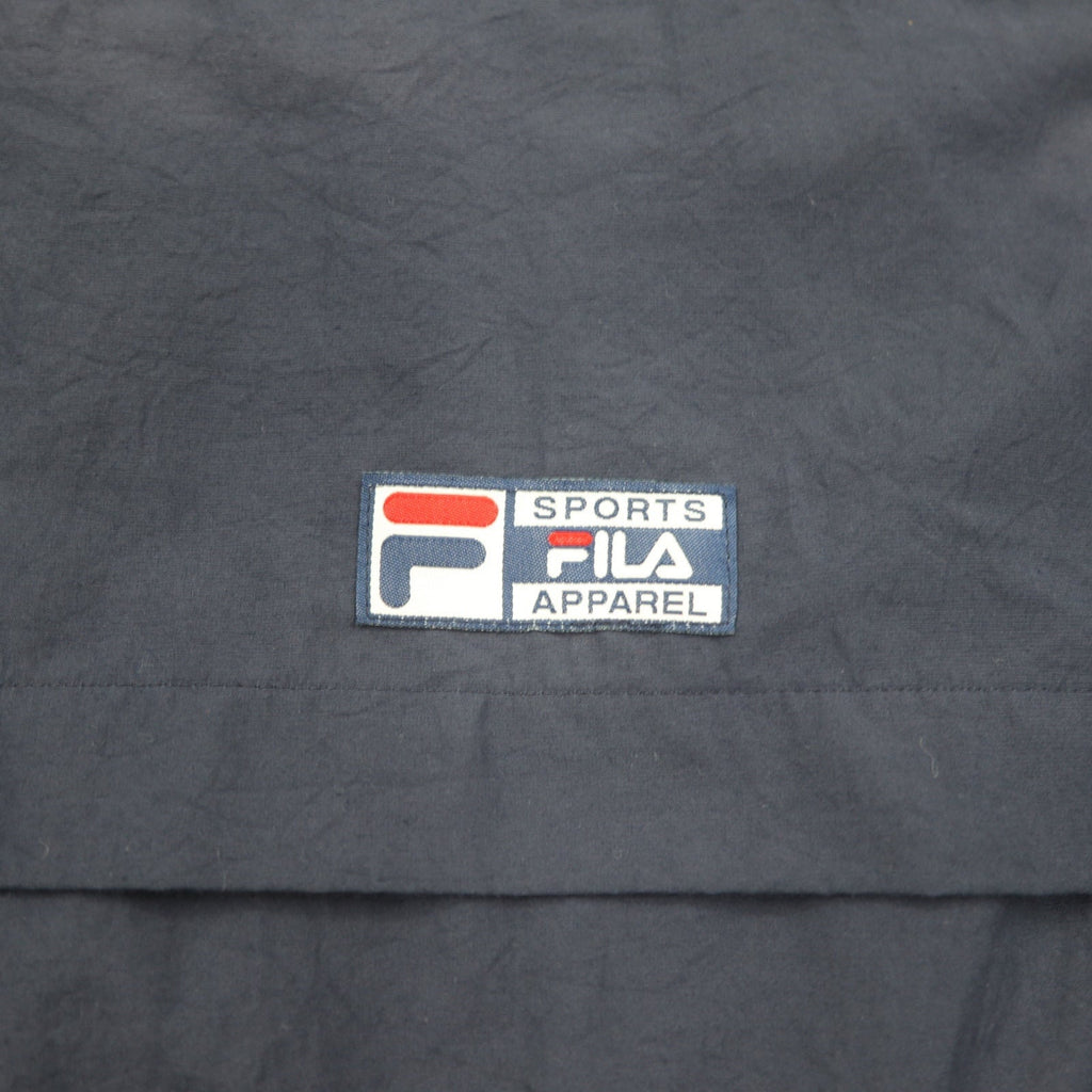 FILA Giacca a vento in nylon anni '90 XL Blu navy Fodera in mesh Cappuccio staccabile Coulisse