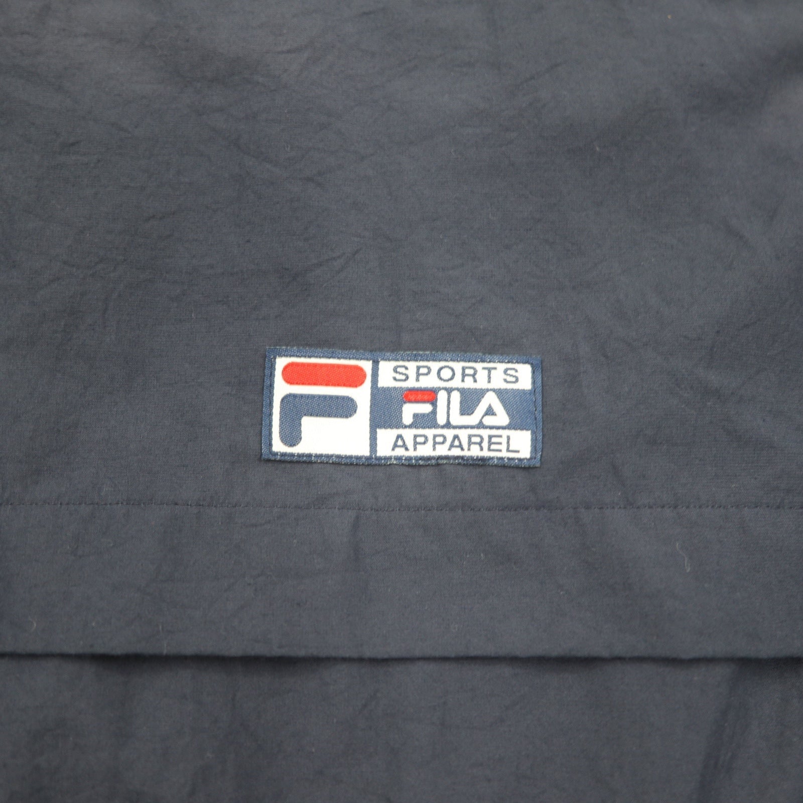 FILA Giacca a vento in nylon anni '90 XL Blu navy Fodera in mesh Cappuccio staccabile Coulisse