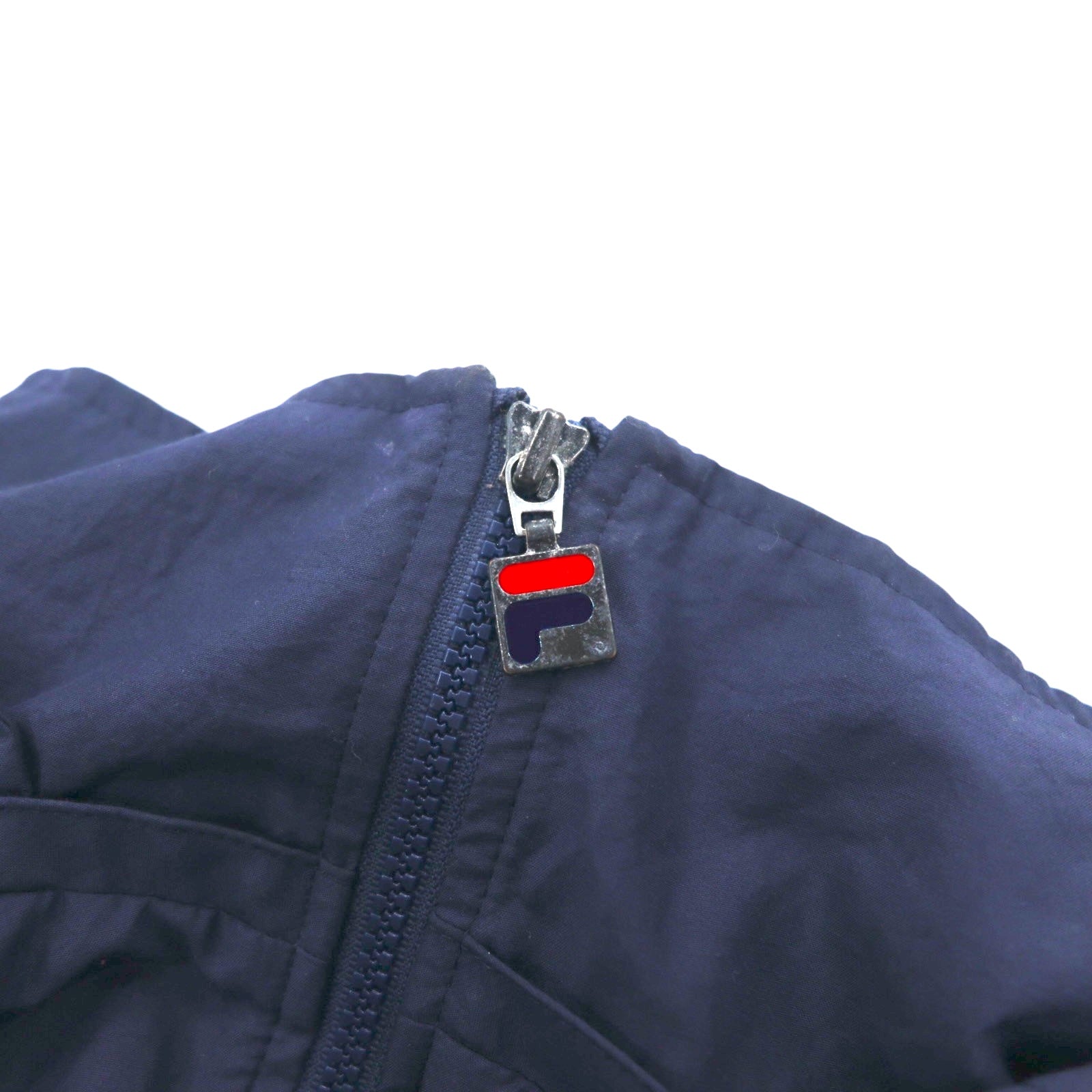 FILA Giacca a vento in nylon anni '90 XL Blu navy Fodera in mesh Cappuccio staccabile Coulisse