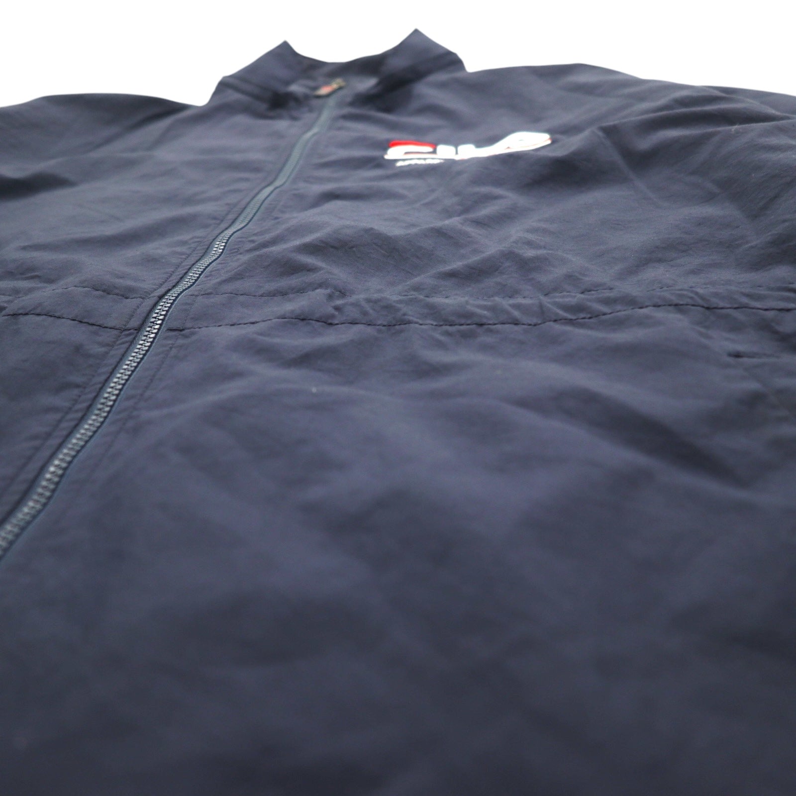 FILA Giacca a vento in nylon anni '90 XL Blu navy Fodera in mesh Cappuccio staccabile Coulisse