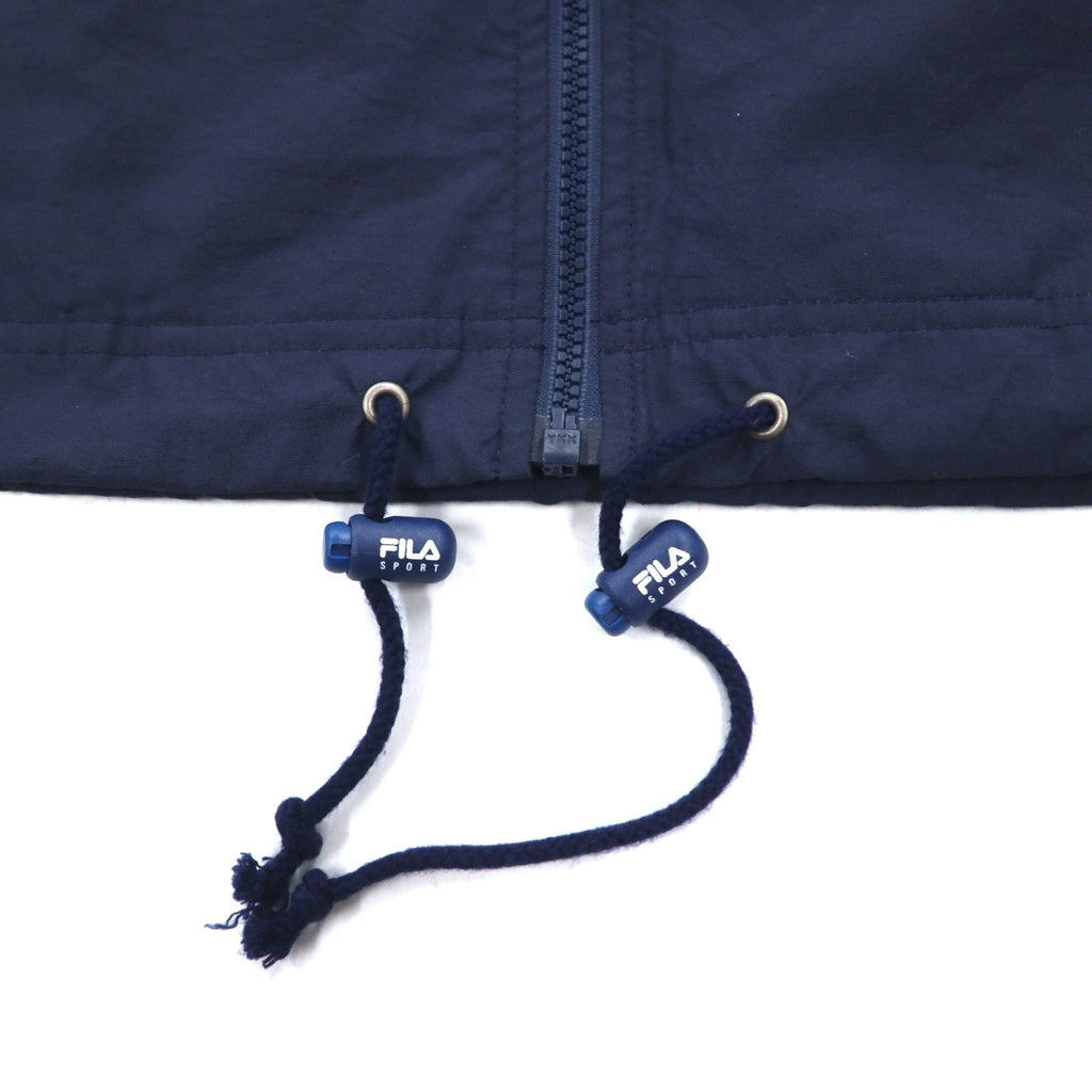 FILA Giacca a vento in nylon anni '90 XL Blu navy Fodera in mesh Cappuccio staccabile Coulisse