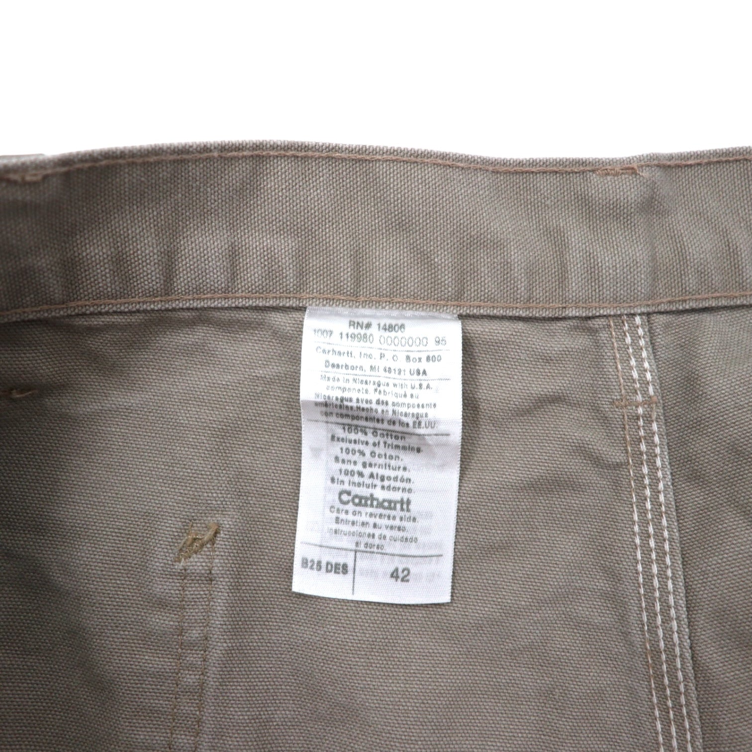 Carhartt Duck Work Short Pantaloni corti da lavoro Painter 42 Kaki Cotone WASHED DUCK WORK SHORT B25