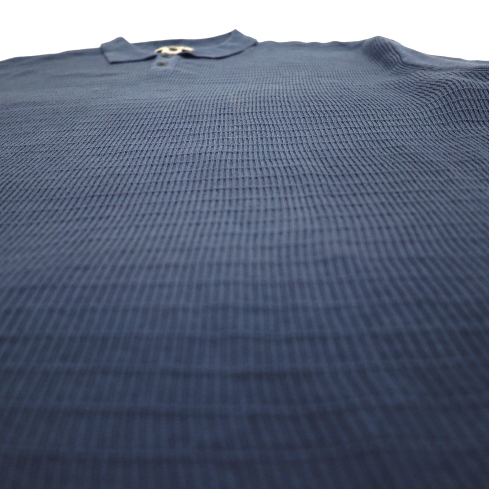 DOCKERS (Levi's) anni '90 Polo a maniche corte in maglia jacquard a maglia fine 2XL Blu navy EXACT
