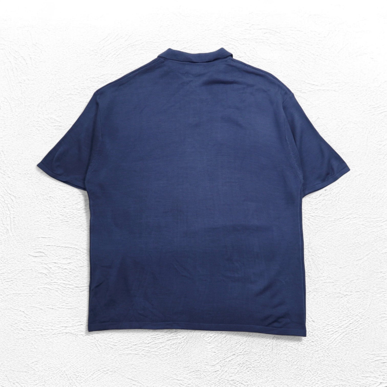 DOCKERS (Levi's) anni '90 Polo a maniche corte in maglia jacquard a maglia fine 2XL Blu navy EXACT
