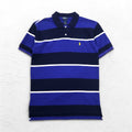 Polo by Ralph Lauren anni '90 Polo a righe M Blu navy Piqué Ricamo Small Pony Fatto in Perù