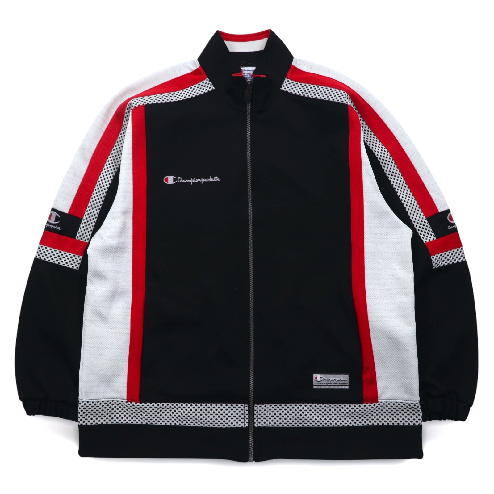 Giacca da tuta Champion anni '90, taglia M, nera, con logo ricamato