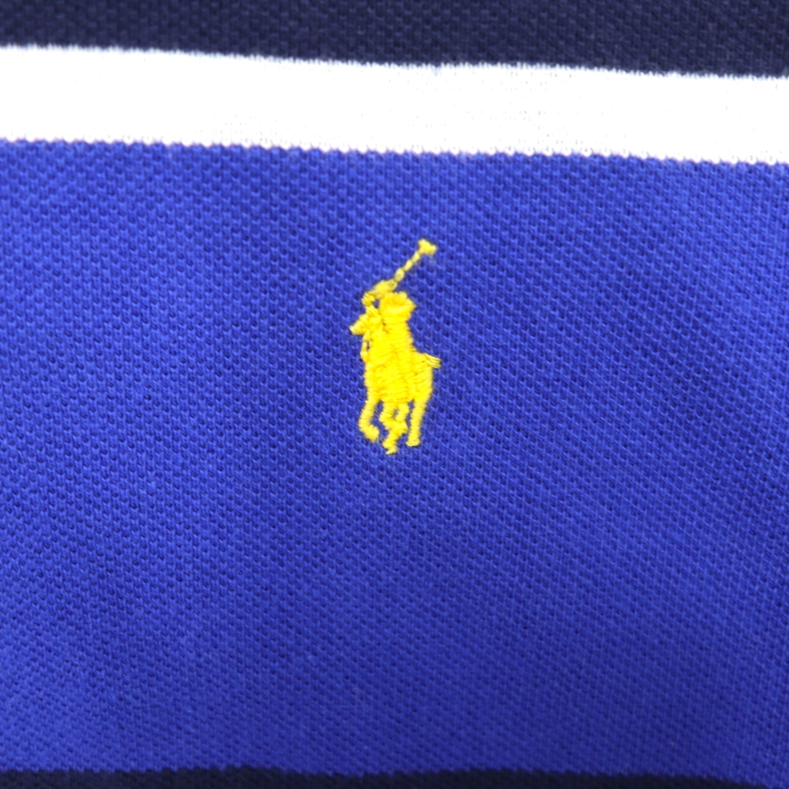 Polo by Ralph Lauren anni '90 Polo a righe M Blu navy Piqué Ricamo Small Pony Fatto in Perù