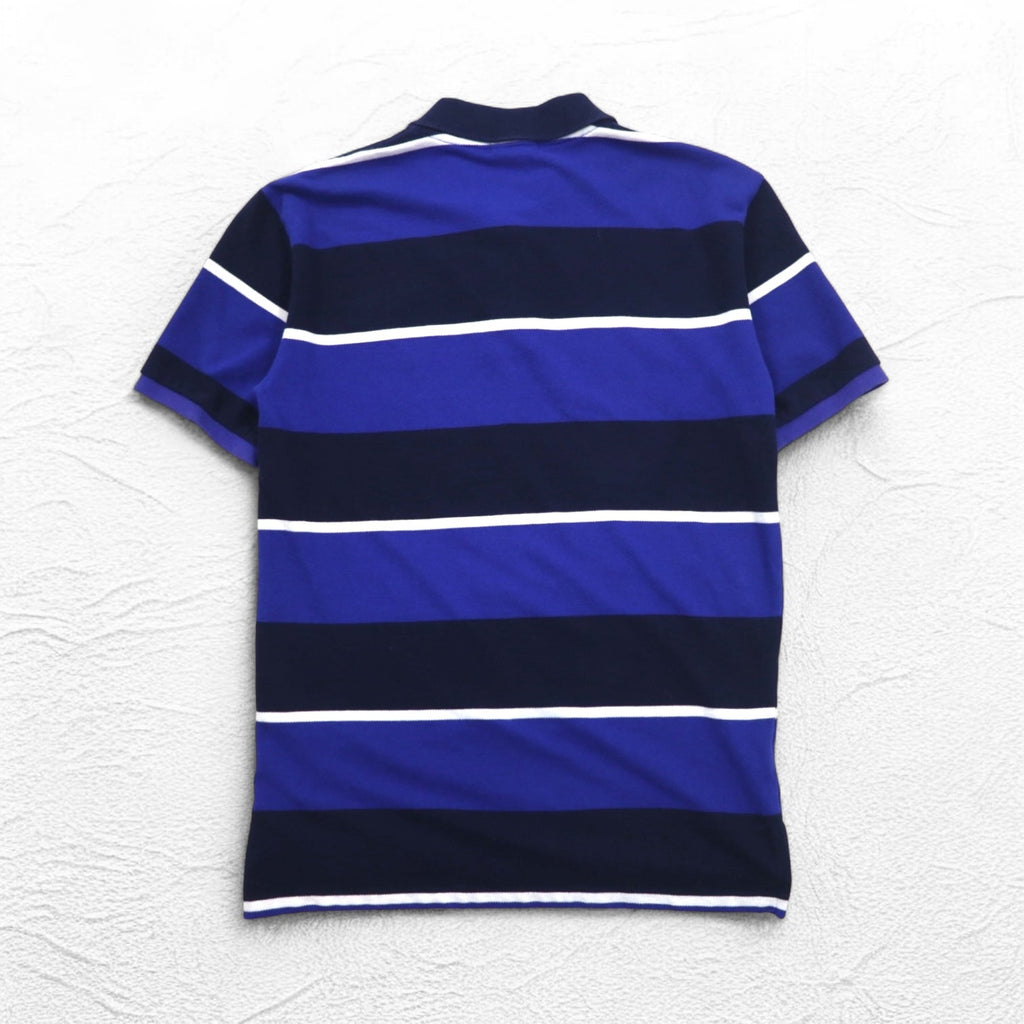 Polo by Ralph Lauren anni '90 Polo a righe M Blu navy Piqué Ricamo Small Pony Fatto in Perù
