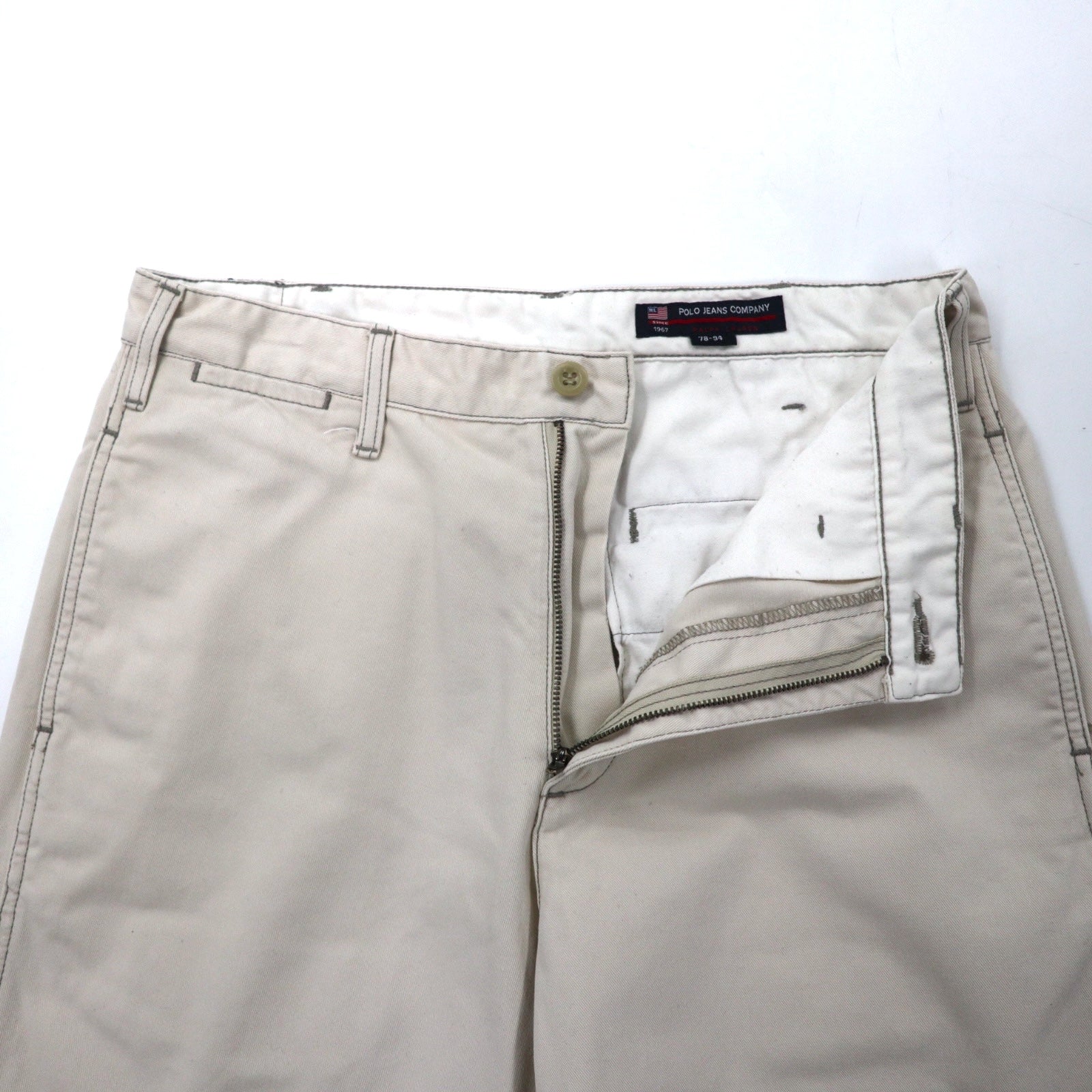 POLO JEANS COMPANY RALPH LAUREN anni '90 Pantaloni chino 78-94 Beige Cotone