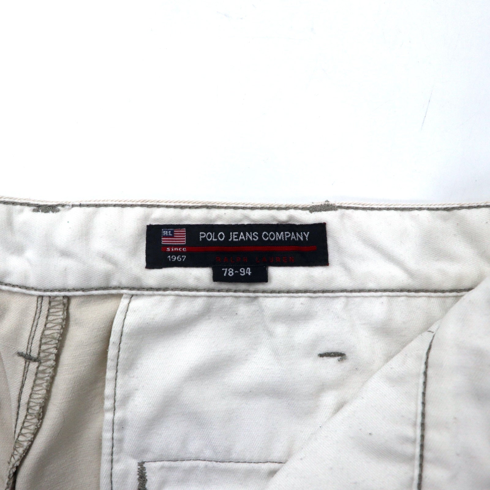 POLO JEANS COMPANY RALPH LAUREN anni '90 Pantaloni chino 78-94 Beige Cotone