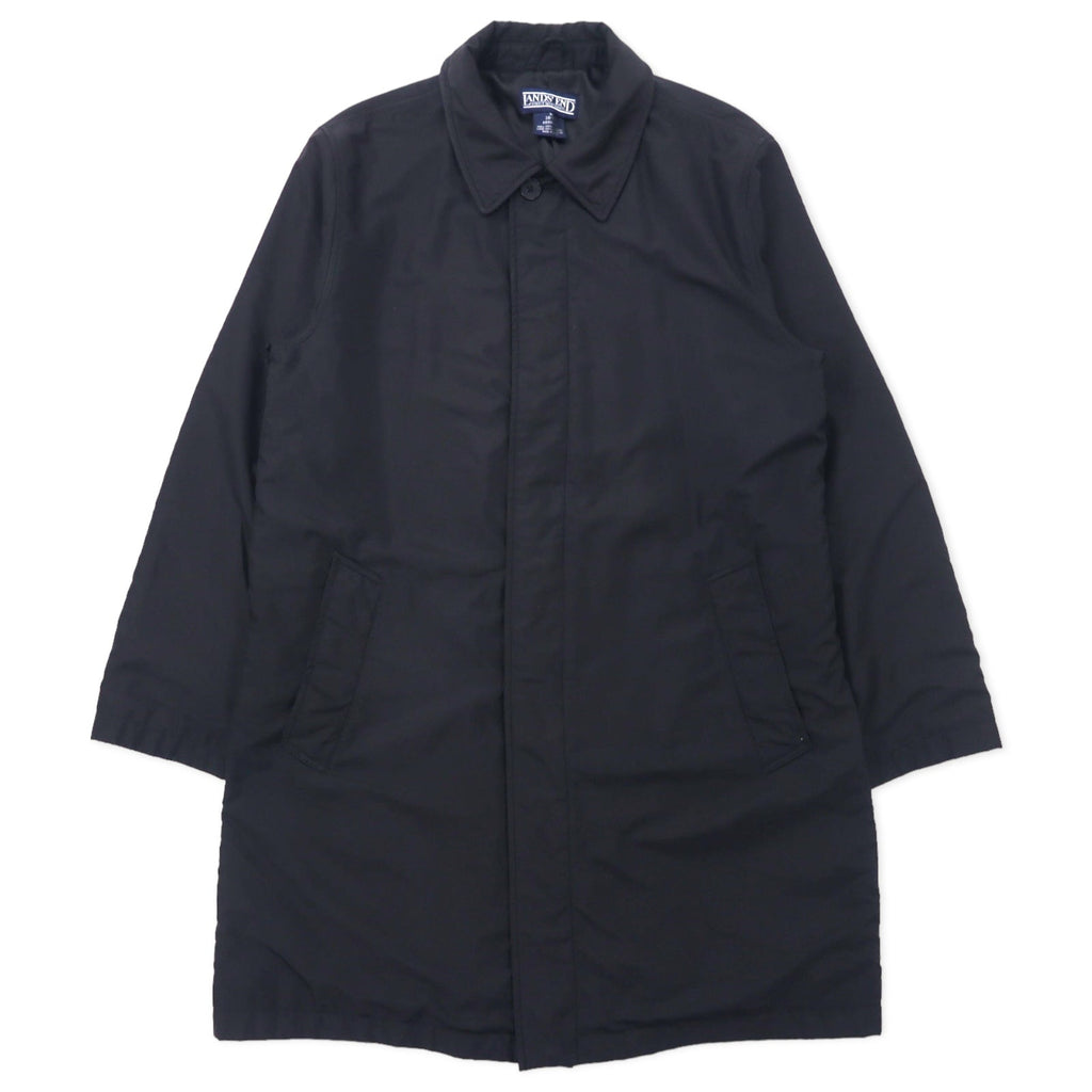 LANDS' END ステンカラーコート 比翼 M ブラック ポリエステル