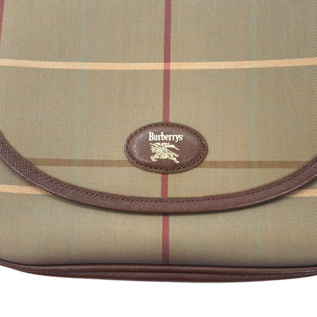 Borsa a tracolla Burberrys Vintage con motivo a quadretti Windowpane Beige, Iridescente, in Nylon, Tela e Pelle