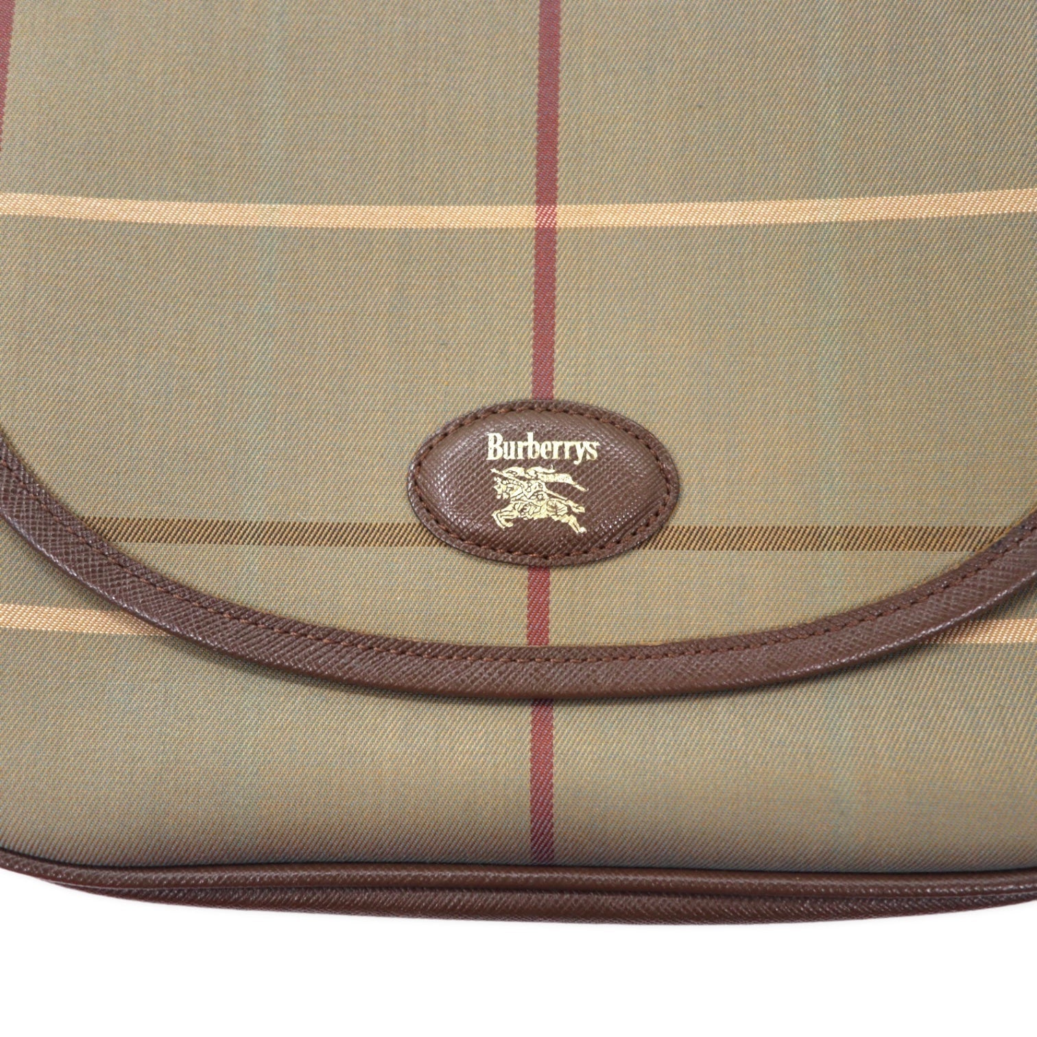 Borsa a tracolla Burberrys Vintage con motivo a quadretti Windowpane Beige, Iridescente, in Nylon, Tela e Pelle