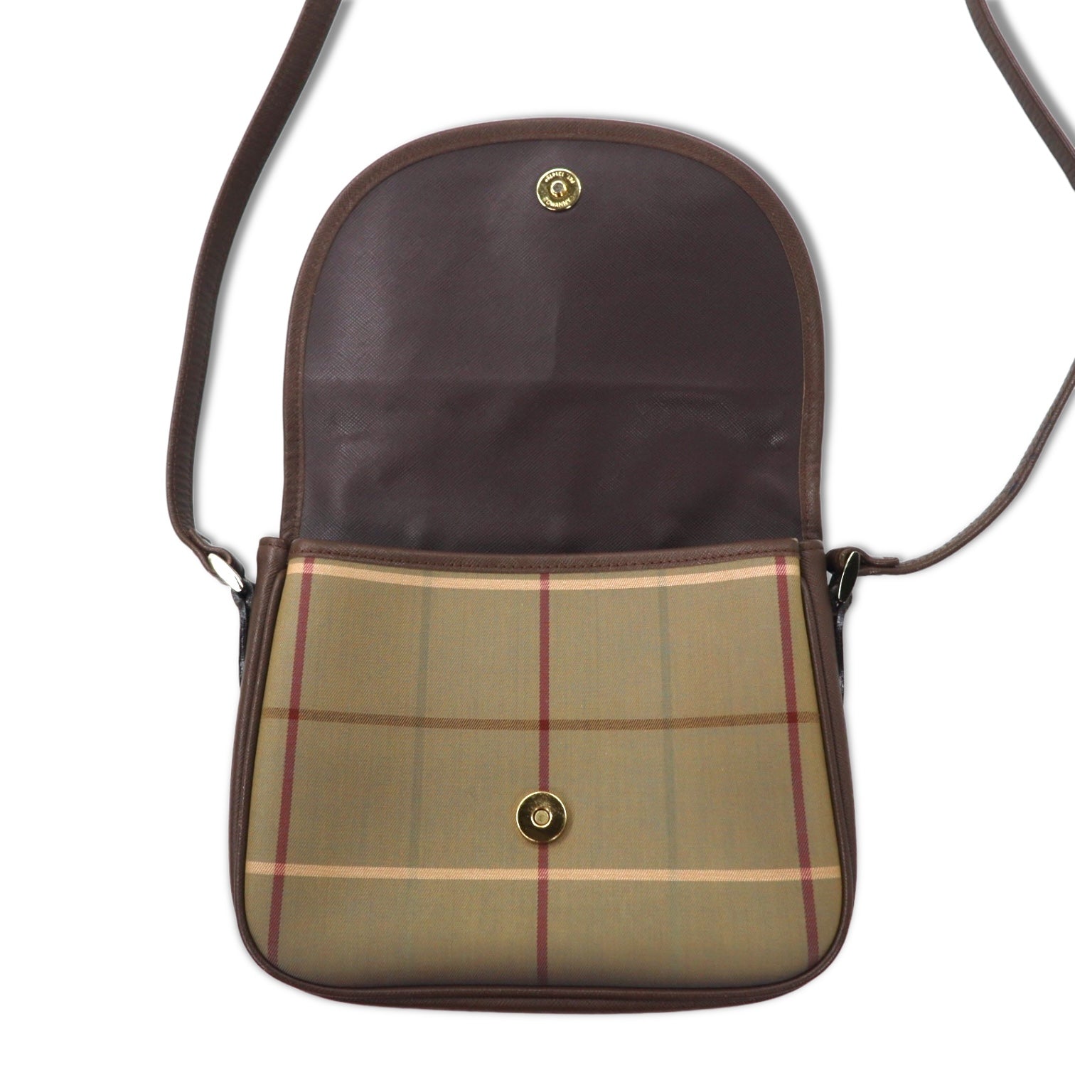Borsa a tracolla Burberrys Vintage con motivo a quadretti Windowpane Beige, Iridescente, in Nylon, Tela e Pelle