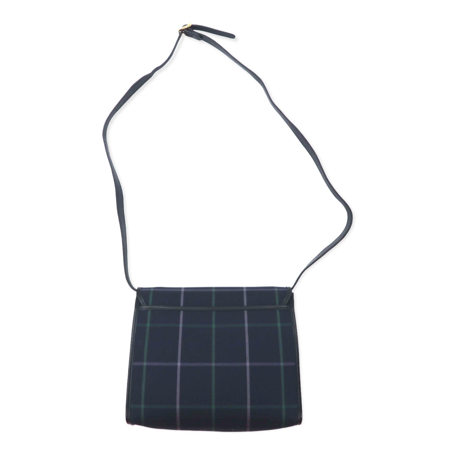 Borsa a tracolla Burberrys Vintage, motivo Windowpane Check, blu navy, in nylon, tela e pelle